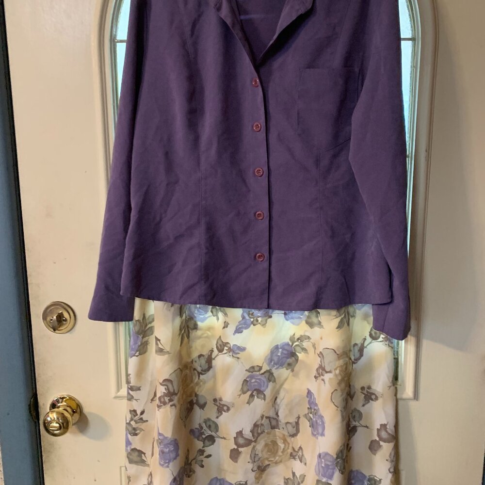 Ladies Size 12 Purple and Cream Skirt and Jacket